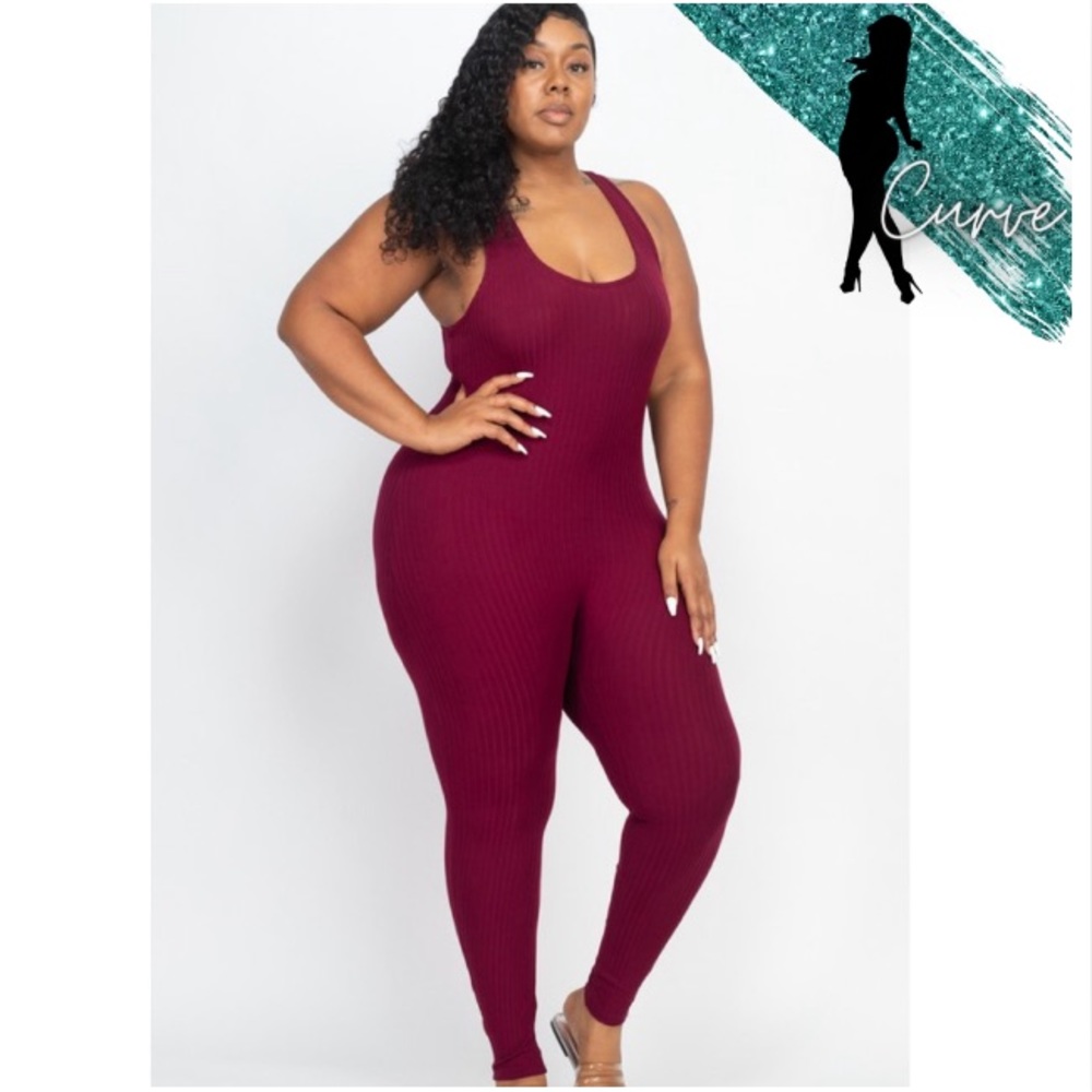 Ribbed Jumpsuit-CURVE